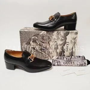 GUCCI SHOES MENS BLACK LEATHER HORSEBIT CHAIN LOAFERS ICE LOLLY sz 6 US 6.5 Gucci | Shoes | Gucci Shoes Mens Black Leather Horsebit  main image 2